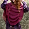 Hooded Poncho Marroon