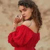 Vaiana jurk Broderie knalrood
