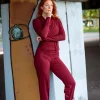 Zen Pant Marroon Rood